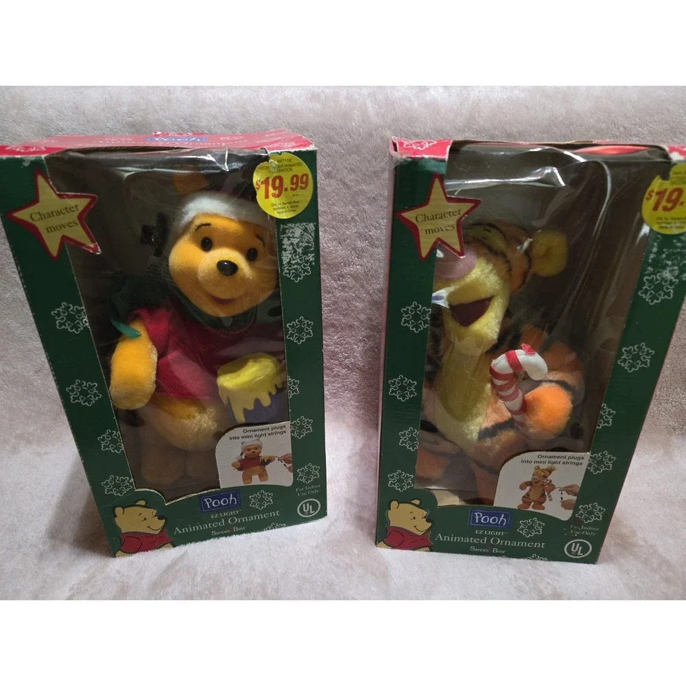 VTG Animated‎ Winnie the Pooh Tigger Christmas Ornament Santa's Best EZ Light